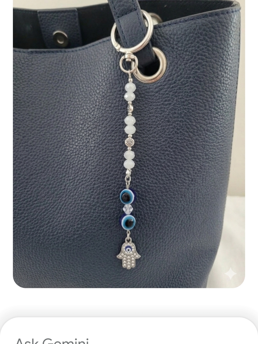 Boho Hamsa & Evil Eye Charm Bag Charm - Navy Blue